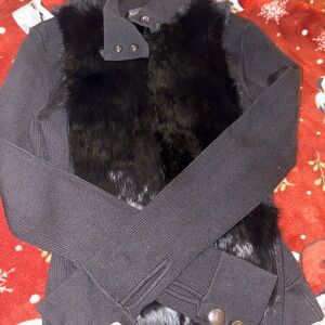 Bebe Black Jacket with Faux Fur Accents